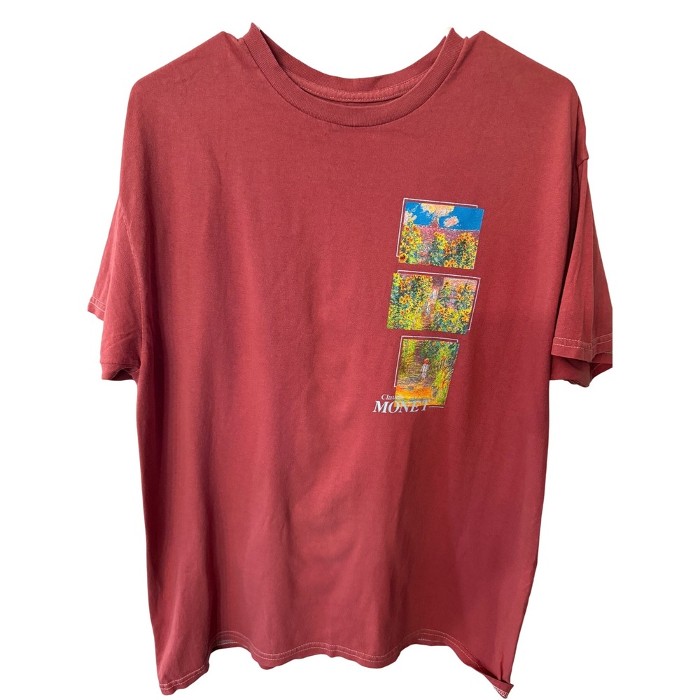 PIERCE ARCHIVE Monet The Artists Garden at Vetheuil Red T Shirt‎ Size M